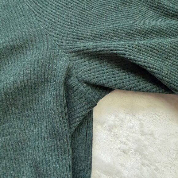 VINCE Ribbed Wide Leg Wool Pants Women's Size Medium Elastic Waist Pull On Green - Picture 7 of 10